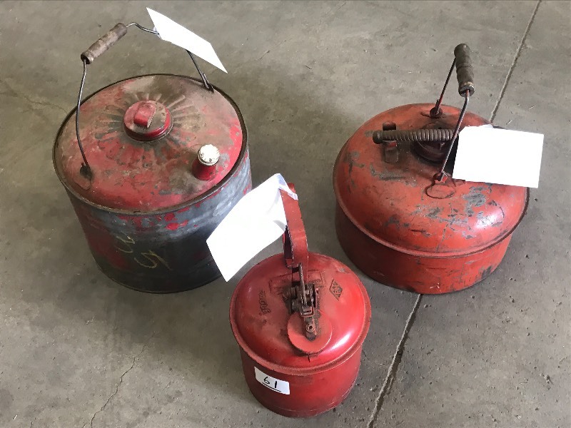 lot 61 image: (3) Steel Gas Cans