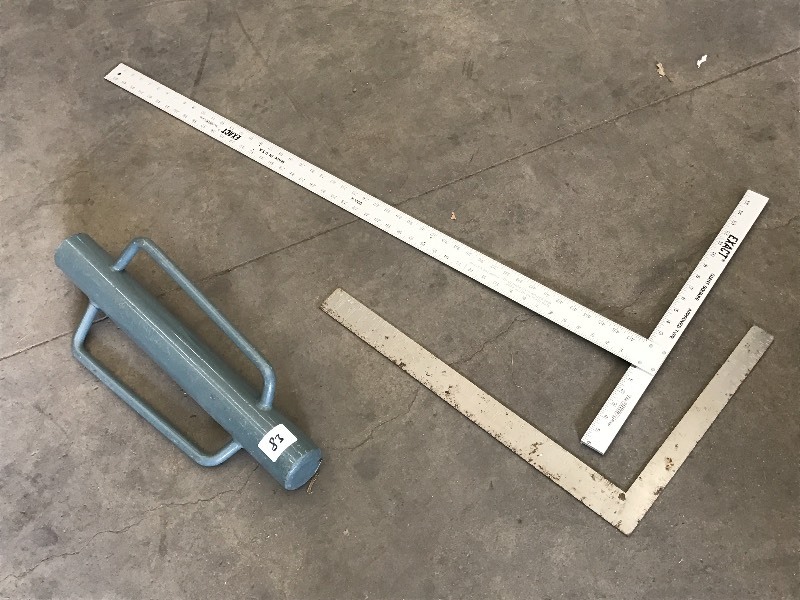 lot 83 image: Post Driver & Carpenters Squares