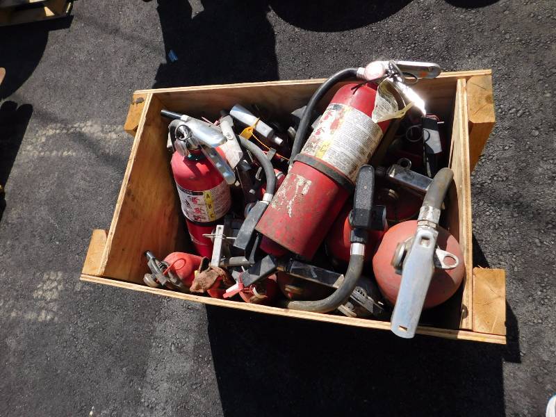 lot 41 image: Crate of Used Fire Extinguishers