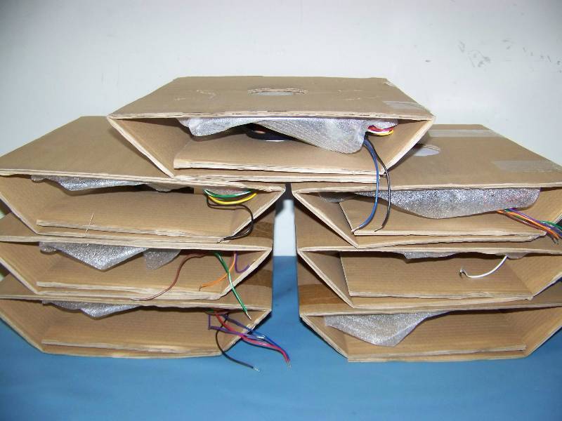 lot 74 image: (7) Atlas Sound LP, 8, In-Ceiling Loudspeakers  Speakers and (3) Back Can Panels - NEW  NEVER INSTALLED