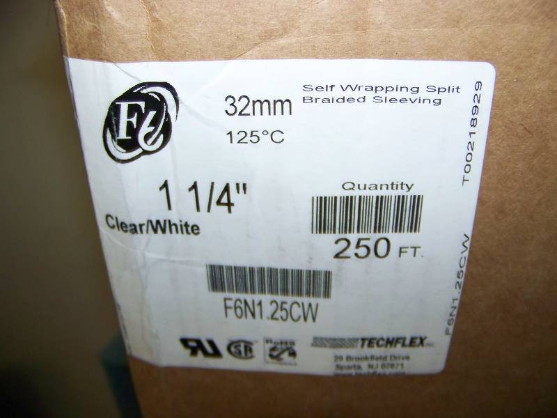 lot 109 image: (2 Boxes) TechFlex, 1 14 Clear  White, Self-Wrapping Split, Braided Sleeving