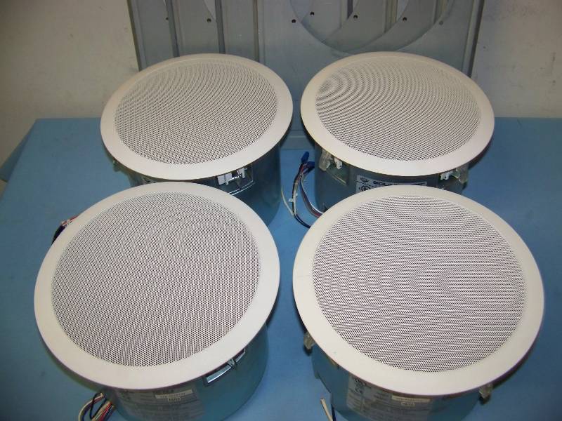 lot 75 image: (4) SoundTube, 8 Coaxial, In-Ceiling Speakers with (4) Ceiling Tile Brackets