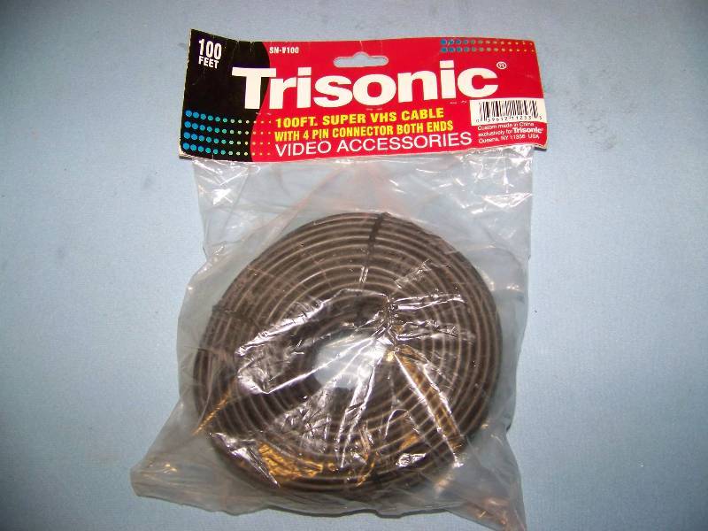 lot 107 image: Trisonic, (2) RF Regulators and (19) 4-Pin Connector, Super VHS Cables at 25 and 100 Lengths - NEW IN PACKAGING