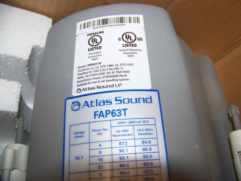 lot 72 image: (2) Atlas Sound, FAP63T, 6.5, 2-Way, In-Ceiling Speakers  Loudspeakers  with Speaker Grilles in Original Box