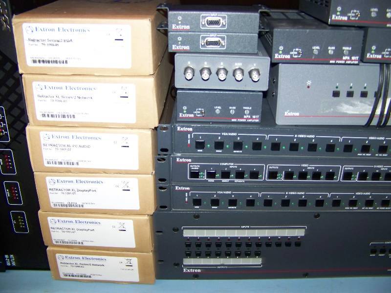 lot 96 image: Miscellaneous lot of Extron Electronics - Switchers, Mini AmplifiersAmps, Plates, Retractors and more