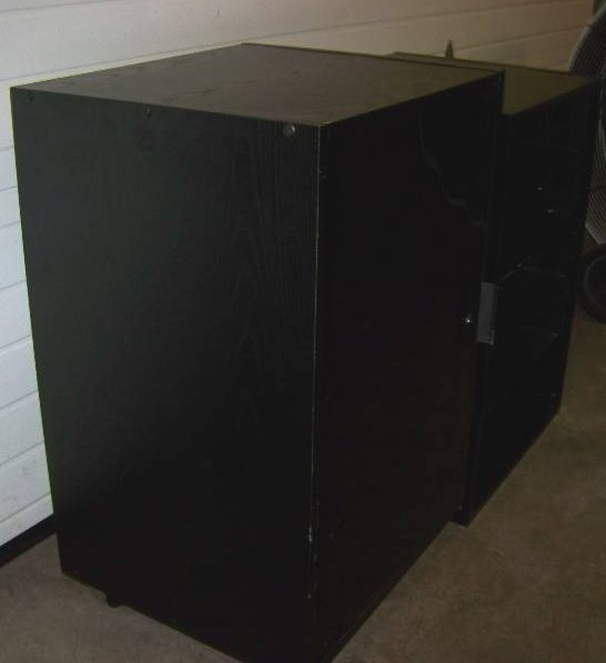 lot 133 image: (2) Middle Atlantic, Medium-Sized, Wood Encased, AV Equipment Racks, (1 of 2) has Door and is on Castors