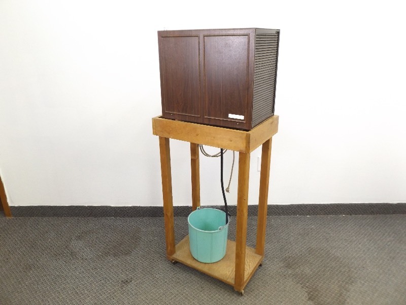 lot 7 image: WORKING Dehumidifier on Custom Wood Rolling Cart