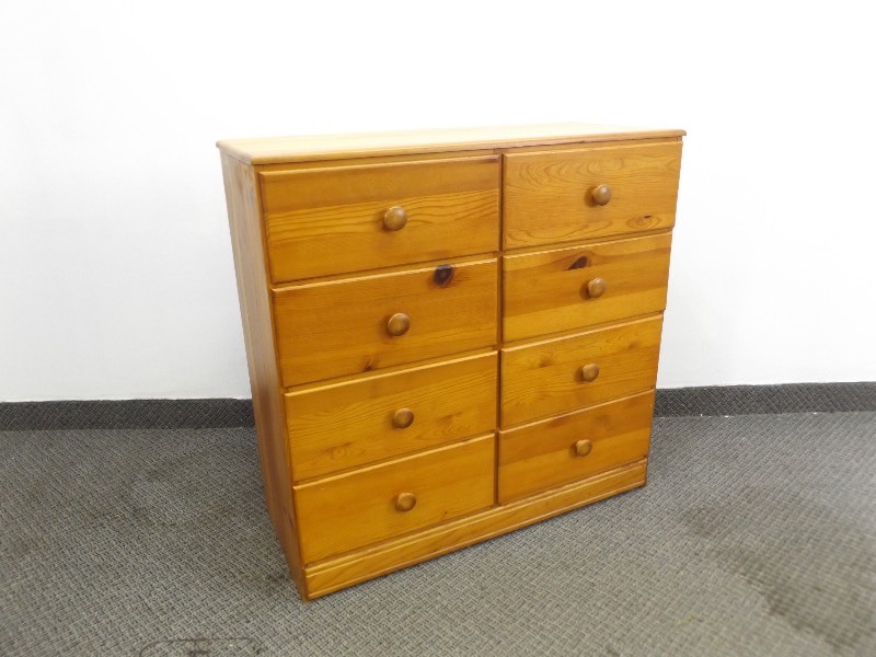 lot 14 image: Solid Wood 8 Drawer Chest of Drawers