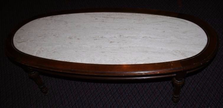 lot 75 image: Vintage Coffee Table with Marble Top