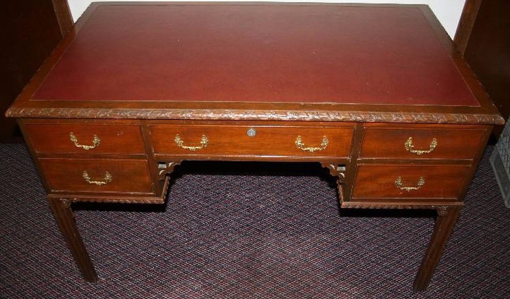 lot 85 image: Antique Desk with Leather Top