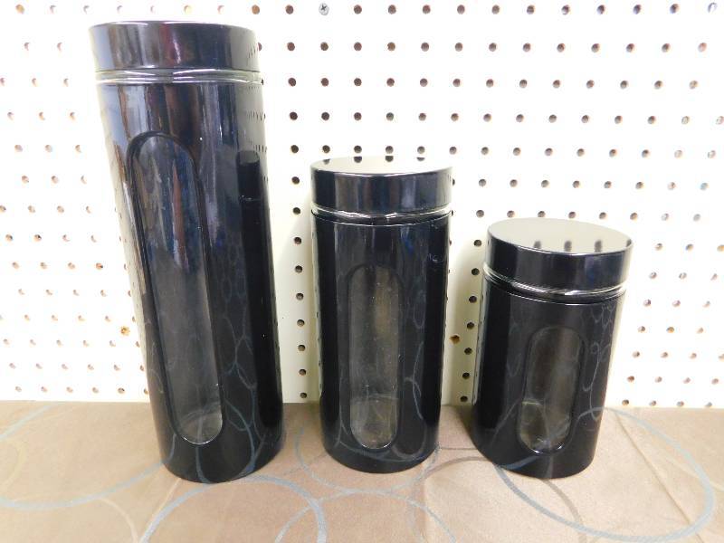 Chefs Mark Metal Window Canisters Set Black, MSRP $39.99