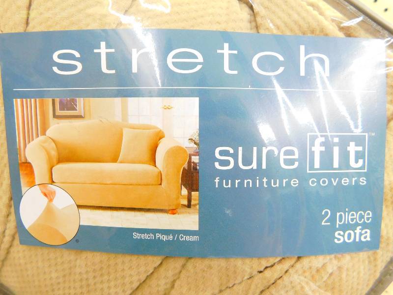Stretch Pique Sofa SLIPCOVER 2-pc Cream, MSRP $169.99