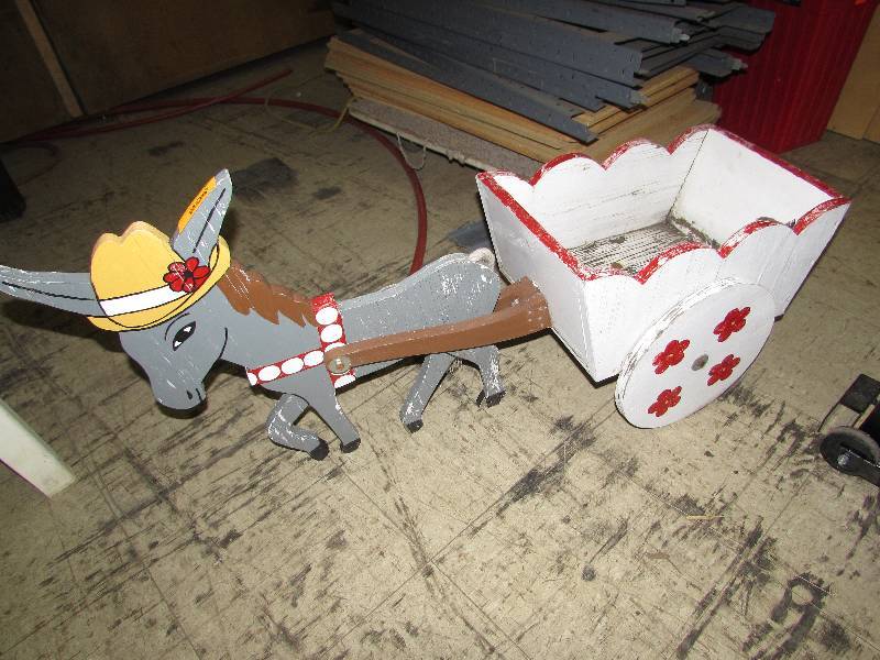 lot 267 image: DONKEY AND CART LAWN ORNAMENT