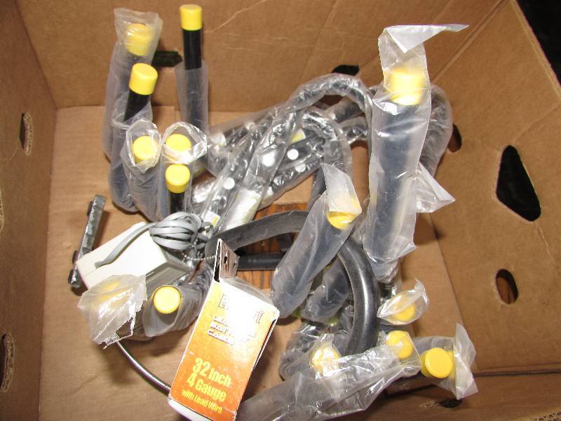 lot 269 image: GARAGE HANG ALL STORAGE HOOKS, BATTERY CABLES