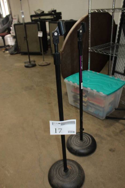 lot 17 image: Lot of (2) Microphone Stands Includes On Stage Stands, And More