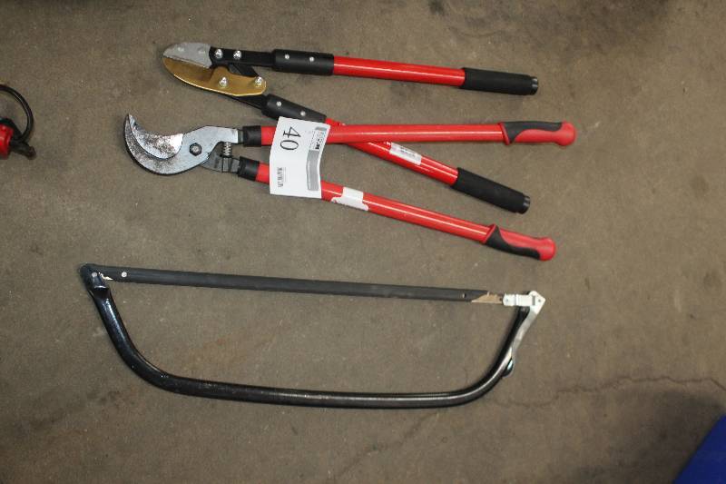 lot 40 image: Lot of (3) Yard Tools Includes Tree Saw, 2-Loppers