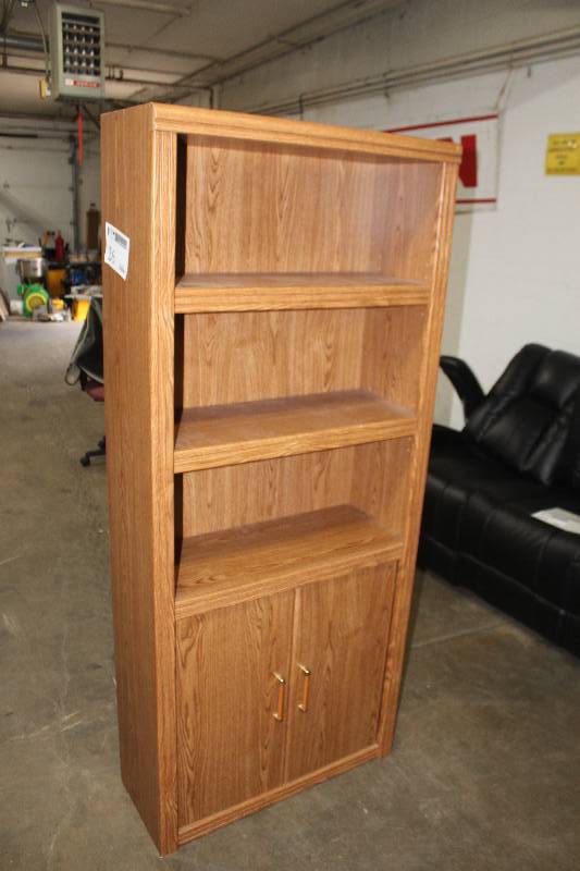 lot 26 image: 5-Shelf 2-Door Wood Bookcase