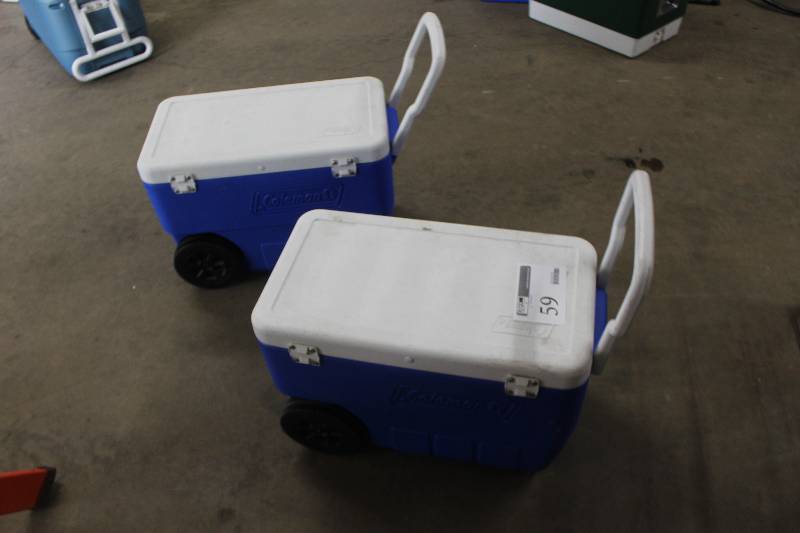 lot 59 image: Lot of (2) Coleman Rolling Ice Chests