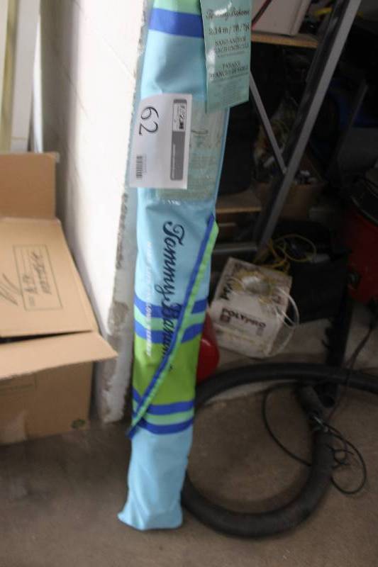 lot 62 image: Tommy Bahama 7ft. Sand Anchor Beach Umbrella w Tilt & Telescope Pole