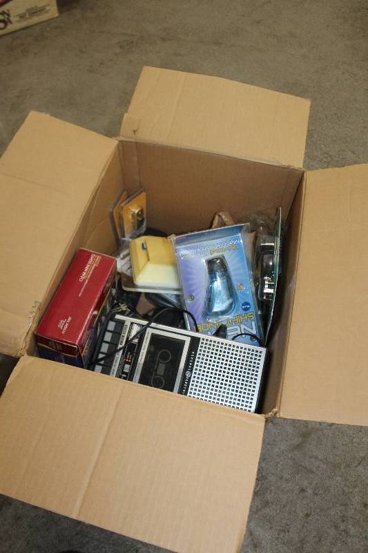 lot 131 image: Misc Electronics Includes Cassette Recorder, Chargers, Screen, And More