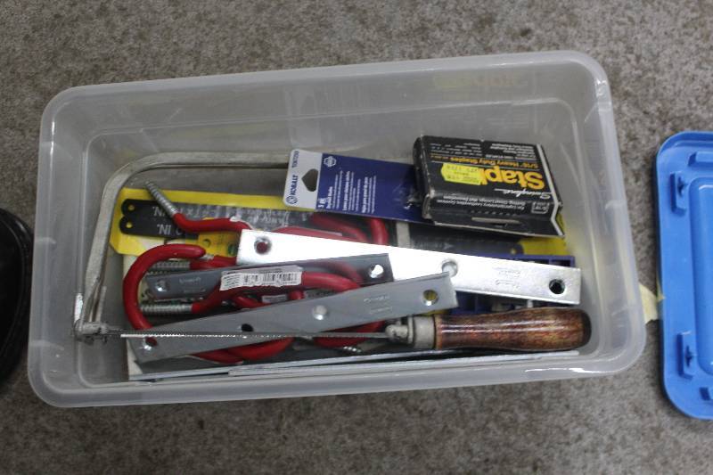 lot 130 image: Misc Tools Includes Saws, Files, Brackets, Saw Blades, And More