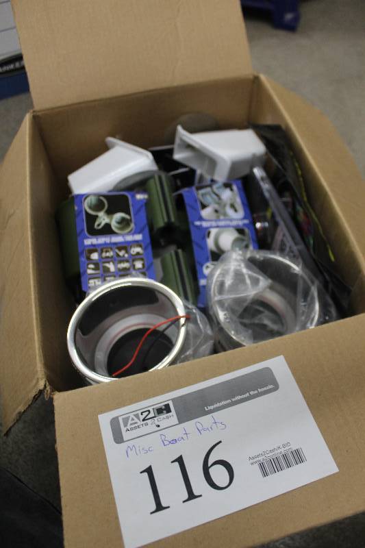 lot 116 image: Misc Boat Parts, Accessories Includes Beverage Cups, Alert Radio, Strobe Lights, And More