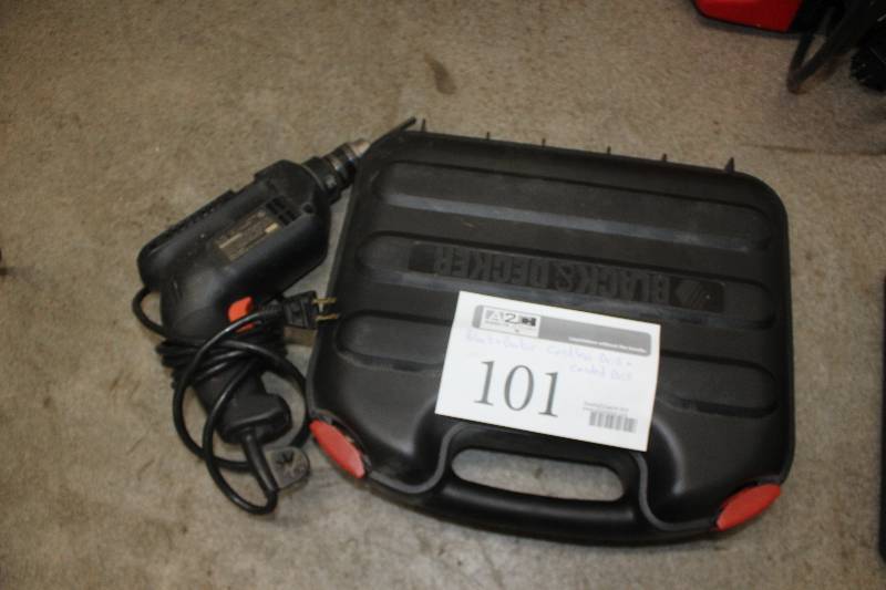 lot 101 image: Black & Decker 14.4V Cordless Drill w Case, Battery & Black & Decker Corded Drill