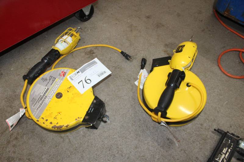 lot 76 image: Lot of (2) Retractable Cord Reel Shop Trouble Light
