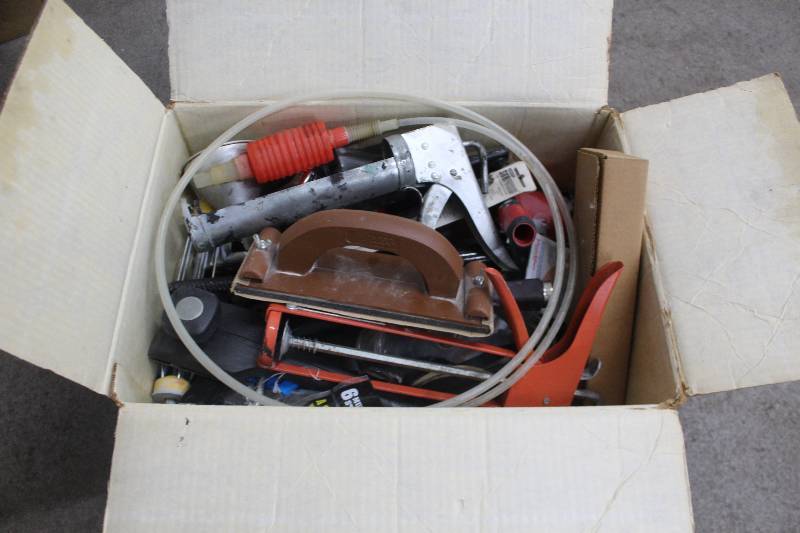lot 142 image: Misc Tools Includes Sanders, Caulk Guns, Staple Gun, Planes, Files, And More