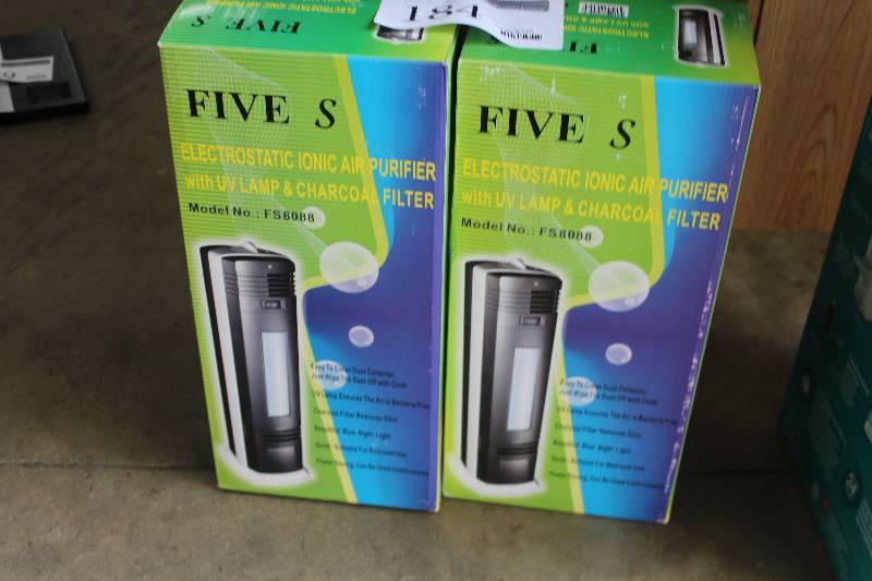 lot 184 image: Lot of (2) Five S Electrostatic Ionic Air Purifiers w UV Lamp, Charcoal Filter