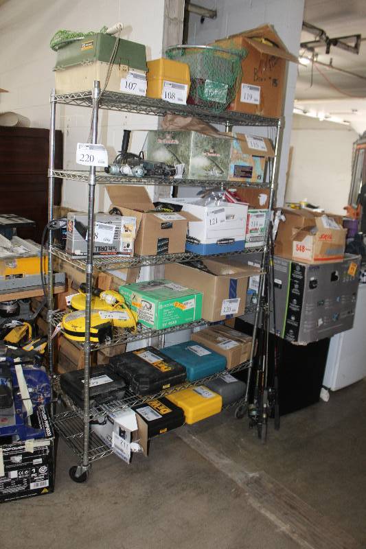 lot 220 image: 6-Shelf Rolling Metal Shelving Unit