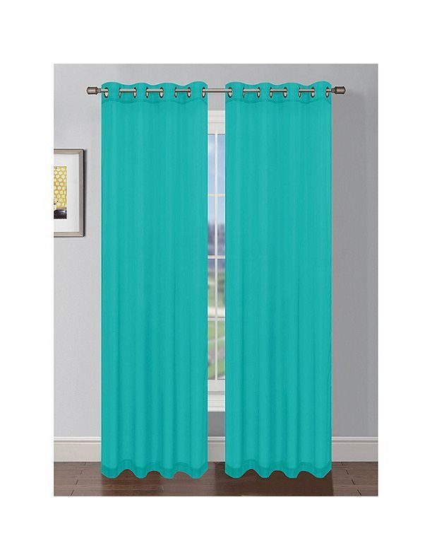 Creative Home Ideas Window Elements Diamond Sheer Voile Extra Wide 56 x 84 Grommet Window Panel Turquoise