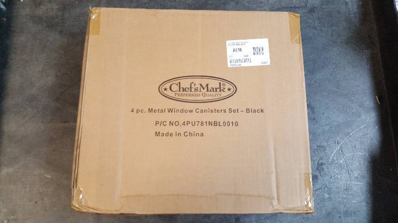 Chefs Mark Metal Canisters with Glass Windows Set of 4 - Black