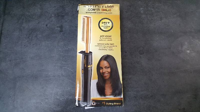 Conair Infiniti Pro Gold Anodized Hot Comb - BlackGoldtone
