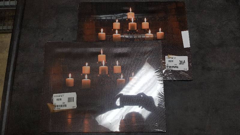 Northlight Seasonal LED Lighted Flickering Rustic Lodge Fireplace Candles Canvas Wall Art 11.75 x 15.75