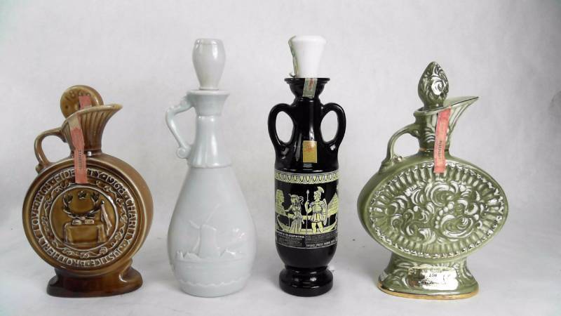 Lot of 4 - EMPTY James B Beam Distilling Co. Decanter Bottles - Home Decor