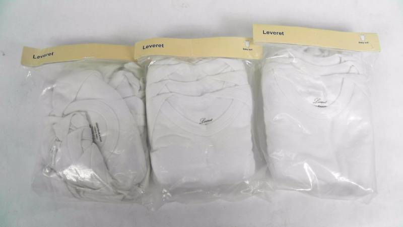 Lot of 3 - 5 Packs Leveret Onsies - White Baby Suit Short Sleeve - Size 18-24 months