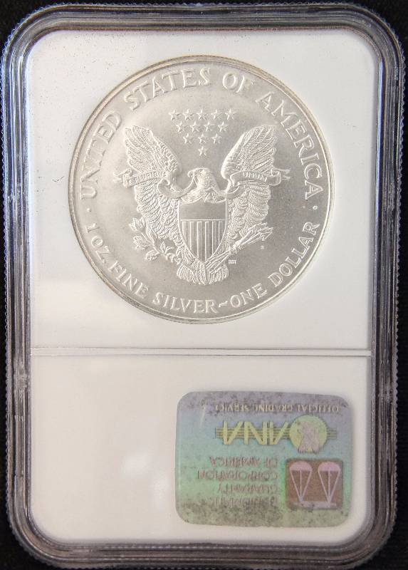 1996 AMERICAN SILVER EAGLE 1 TROY OZ. .999 FINE SILVER MS69 NGC