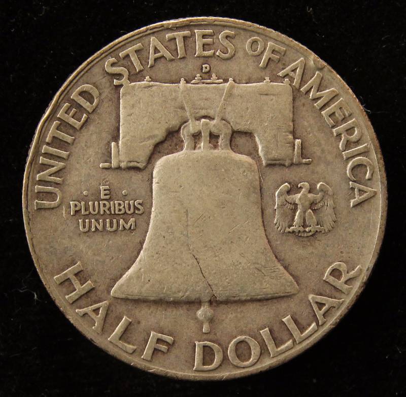 1949-D FRANKLIN SILVER HALF DOLLAR VF