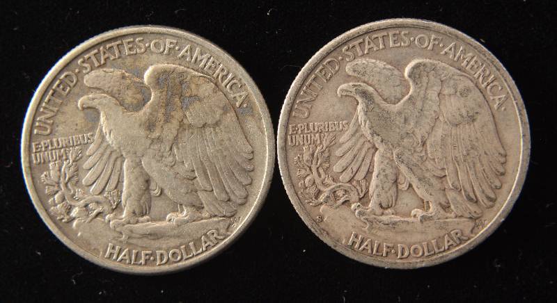 GROUP OF 2 SILVER WALKING LIBERTY HALF DOLLARS VF-XF