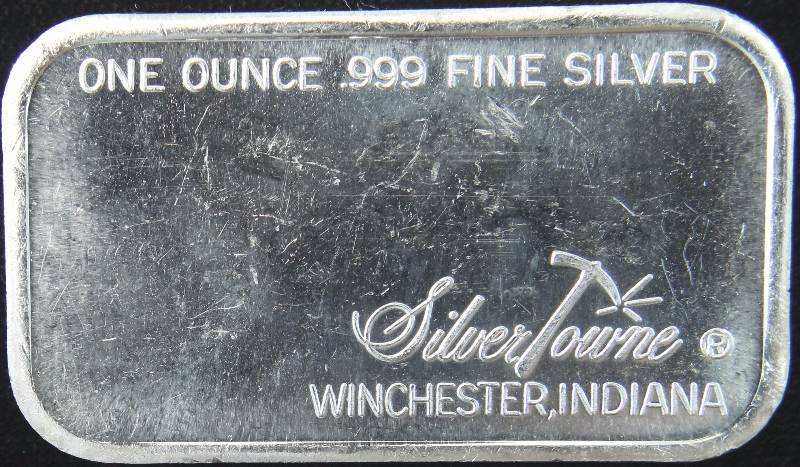 1 TROY OZ. .999 FINE SILVER BAR INDIAN BY SILVERTOWNE