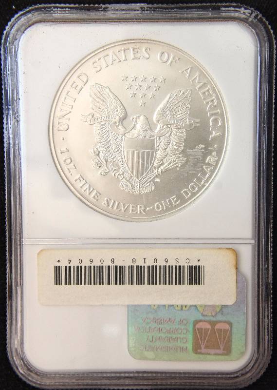 1997 AMERICAN SILVER EAGLE 1 TROY OZ. .999 FINE SILVER MS69 NGC
