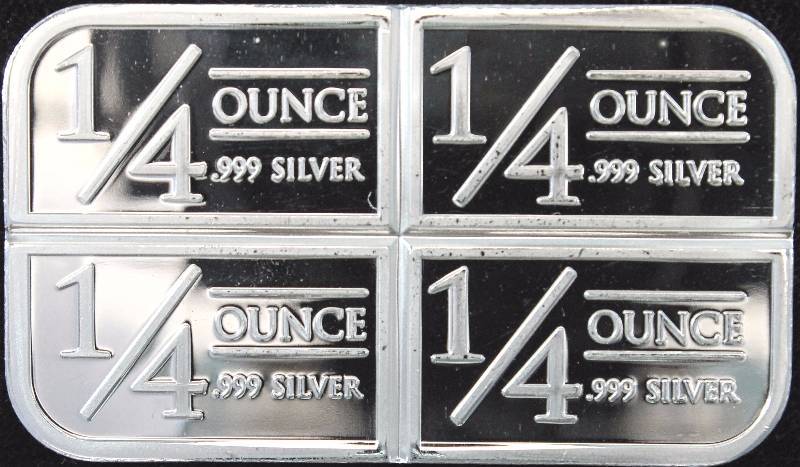 1 TROY OZ. .999 FINE SILVER BAR STAGECOACH CRACKER (14 OZ X 4)