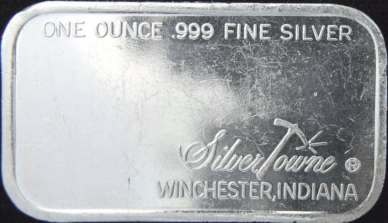 1 TROY OZ. .999 FINE SILVER BAR INDIAN BY SILVERTOWNE