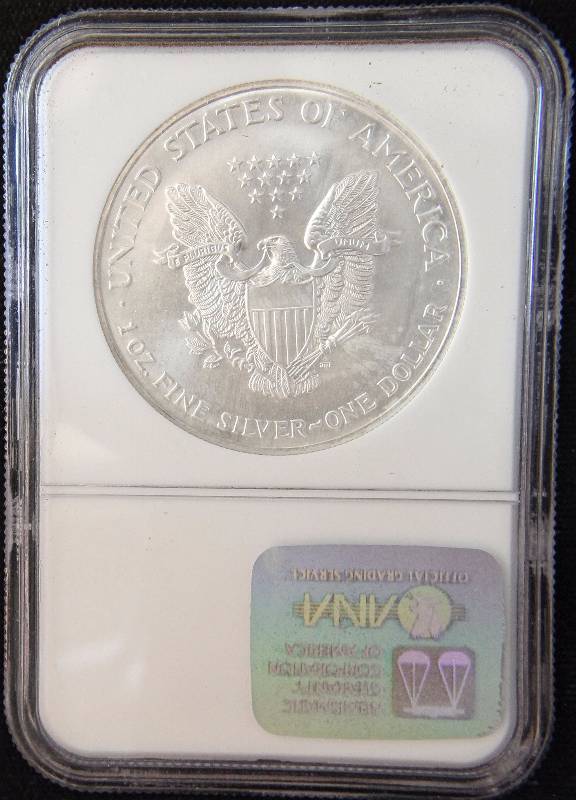 2001 AMERICAN SILVER EAGLE 1 TROY OZ. .999 FINE SILVER DOLLAR MS69 NGC