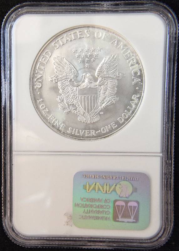 2002 AMERICAN SILVER EAGLE 1 TROY OZ. .999 FINE SILVER DOLLAR MS69 NGC
