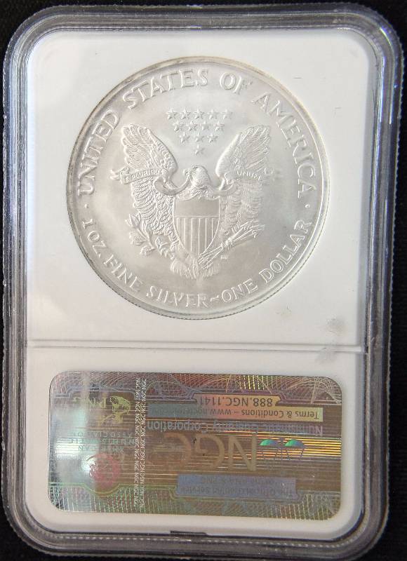 2003 AMERICAN SILVER EAGLE 1 TROY OZ. .999 FINE SILVER MS69 NGC