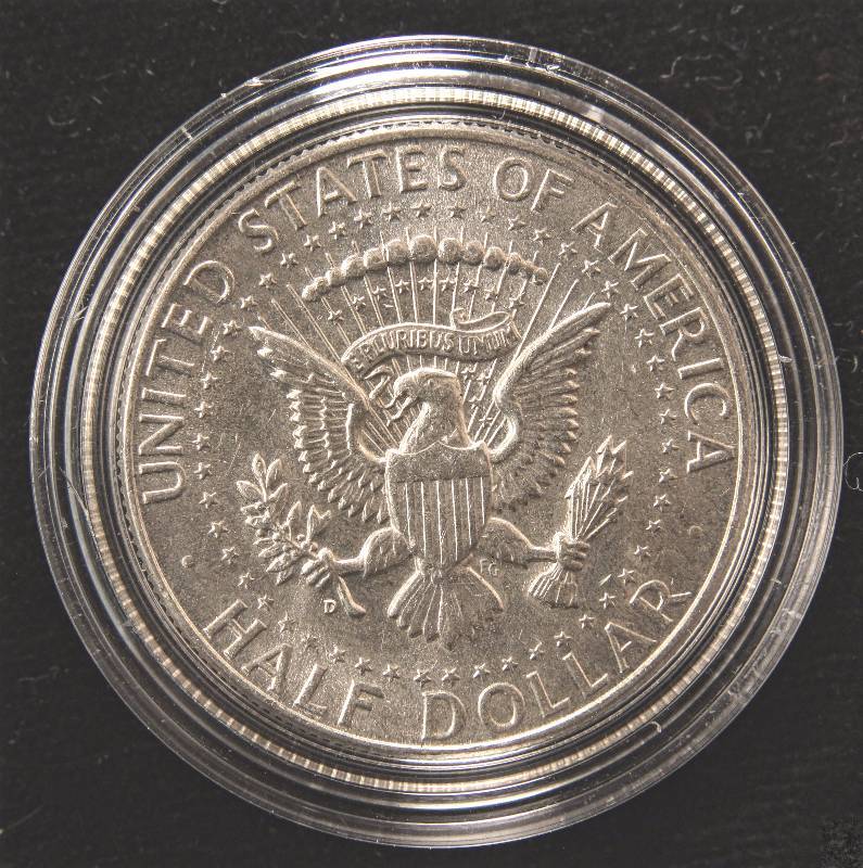 1964-D KENNEDY SILVER HALF DOLLAR UNC IN AIRTITE