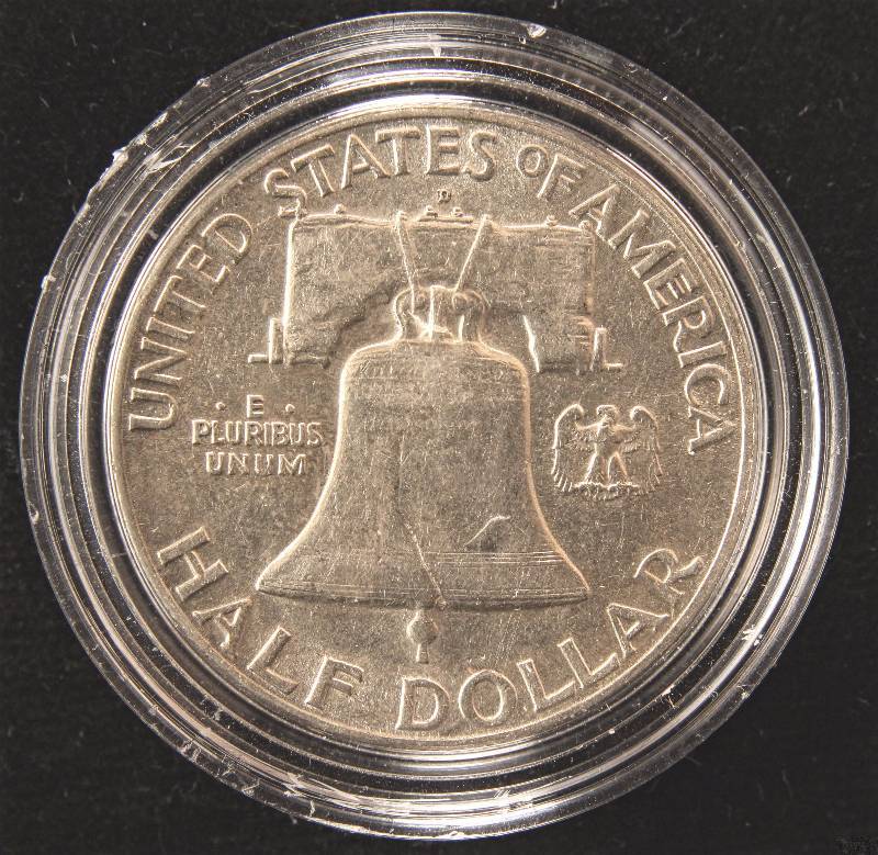1949-D FRANKLIN SILVER HALF DOLLAR IN AIRTITE HOLDER