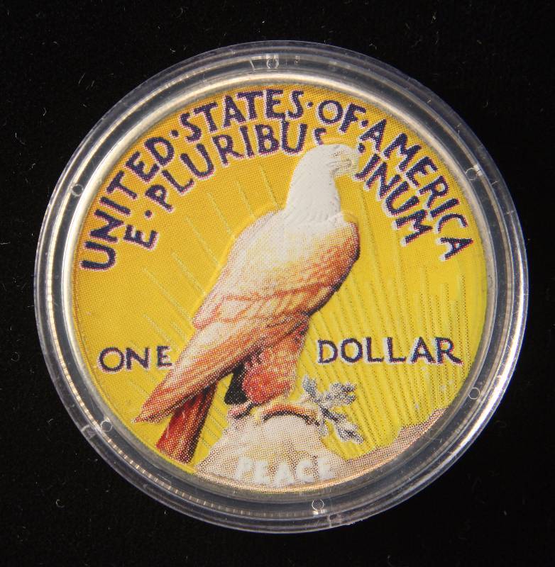 1922 COLOR ENHANCED PEACE SILVER DOLLAR IN AIRTITE HOLDER